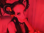 Devil BLOWJOB with FUCKMACHINE ruined makeup