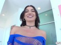 NYMPHO Spunky brunette Megan Mistakes wants to be stretched out and creampied