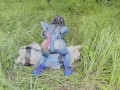 Avatar Monika Foxxx has fun with big dildos in nature