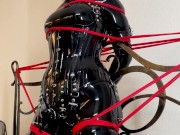 Siron is tied to the bed and thoroughly bondage from behind