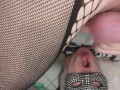 Femboy jerks off and cums in his mouth