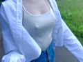 Eカップ157cm42kgのノーブラ散歩 Japanese no bra in public
