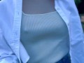 Eカップ157cm42kgのノーブラ散歩 Japanese no bra in public