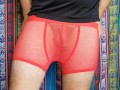 4K Red Mesh Transparent Underwear Try-on Review