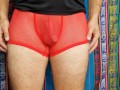 4K Red Mesh Transparent Underwear Try-on Review