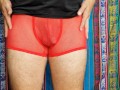 4K Red Mesh Transparent Underwear Try-on Review