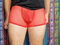 4K Red Mesh Transparent Underwear Try-on Review