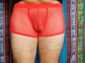 4K Red Mesh Transparent Underwear Try-on Review