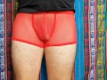 4K Red Mesh Transparent Underwear Try-on Review
