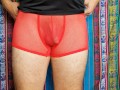 4K Red Mesh Transparent Underwear Try-on Review