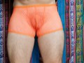 4K Orange Fishnet Underwear Try-on Review