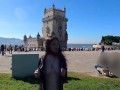 Extreme and risky public flashing in Lisbon - DOLLSCULT