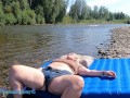 This HORNY MILF can't help herself, makes herself SQUIRT by the river