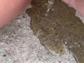 close up piss on the steps