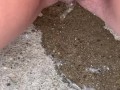 close up piss on the steps