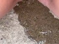 close up piss on the steps