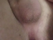 Silly guy almost gets all 17in double sideded dildo! And precum taste test