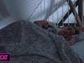 Step sister dreams of big cock and get accident creampie in share bed after fucked with step brother