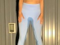 Girl drenches yoga pants in piss