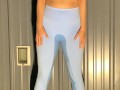 Girl drenches yoga pants in piss
