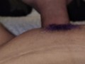 Goth girl with purple dyed bush gets multiple cumshots on pussy