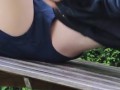 Quick strip and jerk off on public picnic table