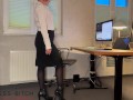 boss ties his secretary up, rips her nylon pantyhose and fucks her bend over on the office desk
