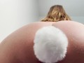 Close Up Nude Yoga with Bunny Tail Butt Plug | yoga with grey