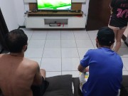 my husband lost me in the bet and I had to stay with his friend in front of him