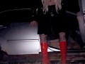 Crossdress get fuck in a car