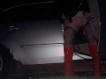 Crossdress get fuck in a car