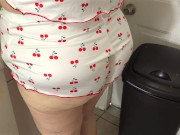 Hot bbw hijab busty mature milf lady cleaning in sexy working out booty shorts | Chubby Pawg granny
