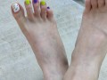 Spooky toes nail polish top of feet point of view spreading & wiggling my long toes