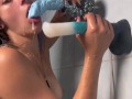 Suck 2 monster dildo in my bath