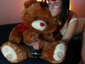 Sweet slut enjoys teddy bear