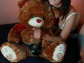 Sweet slut enjoys teddy bear