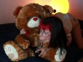 Sweet slut enjoys teddy bear