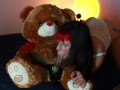Sweet slut enjoys teddy bear