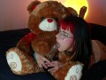 Sweet slut enjoys teddy bear