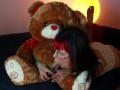 Sweet slut enjoys teddy bear