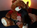 Sweet slut enjoys teddy bear