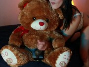 Sweet slut enjoys teddy bear