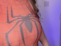 BBW DRESS AS SPIDERWOMAN LETS HER BELLY HANG