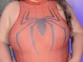 BBW DRESS AS SPIDERWOMAN LETS HER BELLY HANG