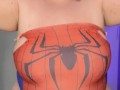BBW DRESS AS SPIDERWOMAN LETS HER BELLY HANG