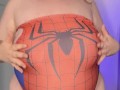 BBW DRESS AS SPIDERWOMAN LETS HER BELLY HANG