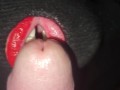 ASMR suck with red perfect lips - Gloss on Big HEAD Dick