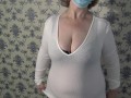 Hairy pussy and big natural saggy tits of a mature BBW milf.