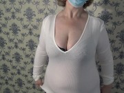 Hairy pussy and big natural saggy tits of a mature BBW milf.