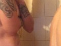 My friend joins me in the shower and gives my pussy a massage